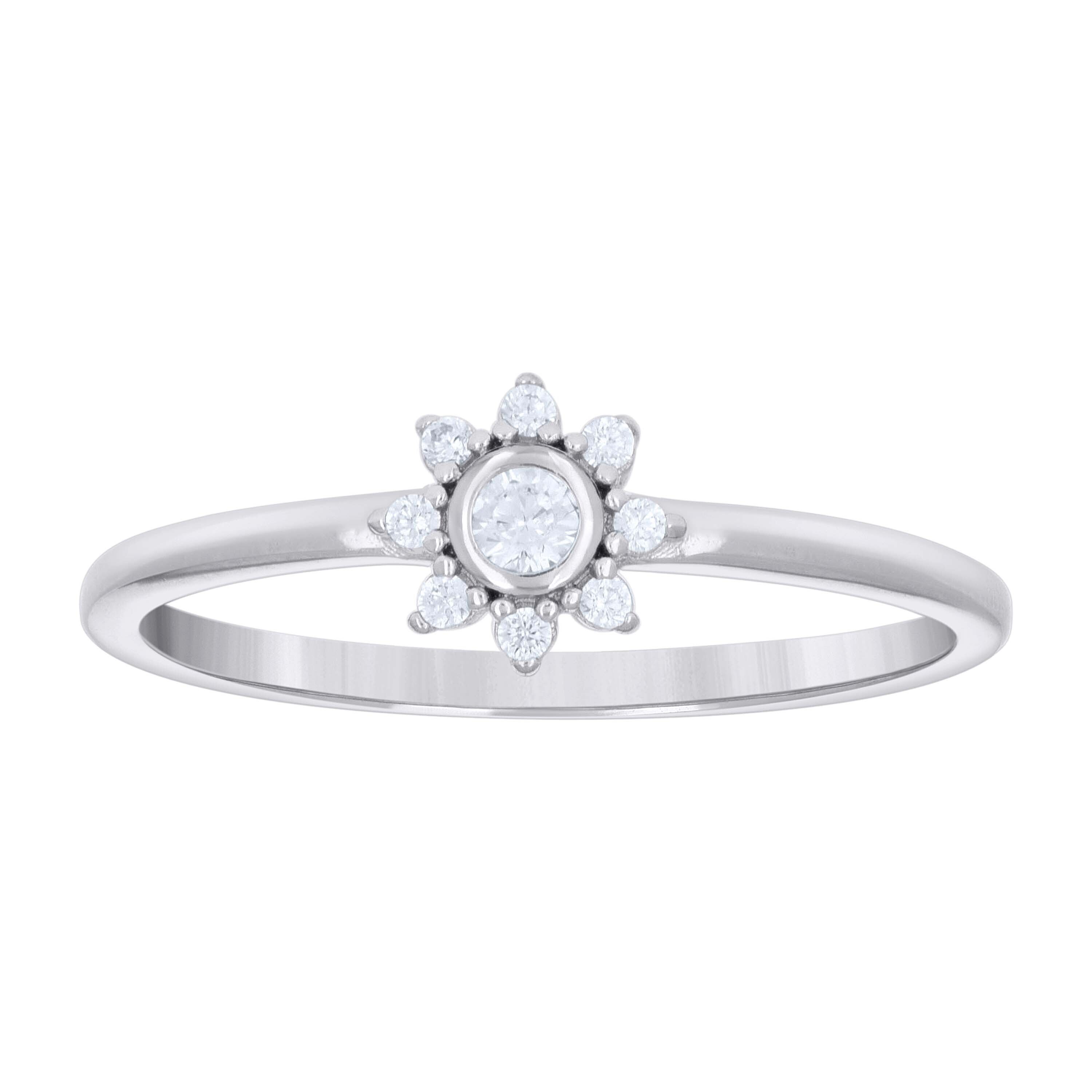925 Sterling Silver Womens Cubic-Zirconia Flower Engagement Ring Size 8 60$